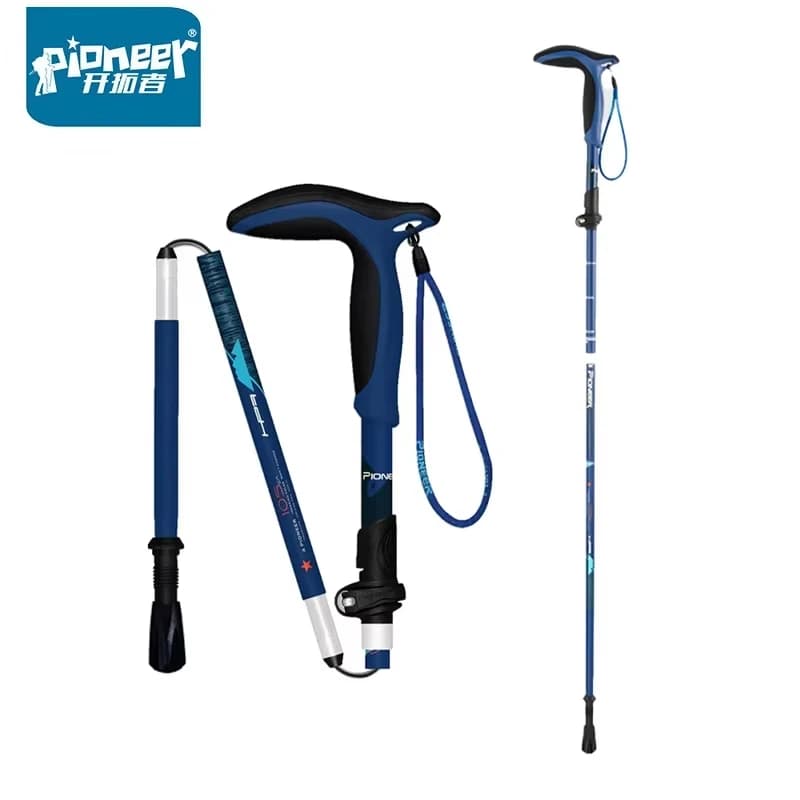 Bastone da trekking in alluminio 7075 ultraleggero pieghevole, bastone da passeggio richiudibile, bastone da escursionismo e alpinismo con custodia