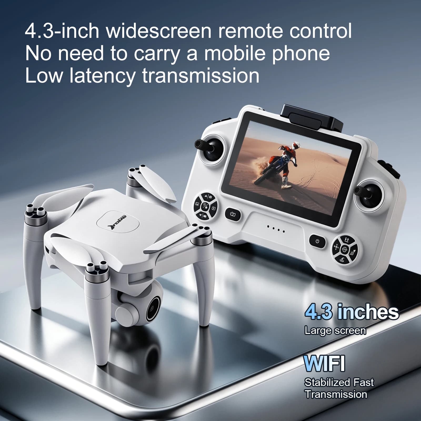 Drone YL01 con Schermo da 4,3 Pollici, Fotocamera 4K, Motore Brushless, Elicottero con Flusso Ottico, Evitamento Ostacoli, Quadricottero RC Giocattolo