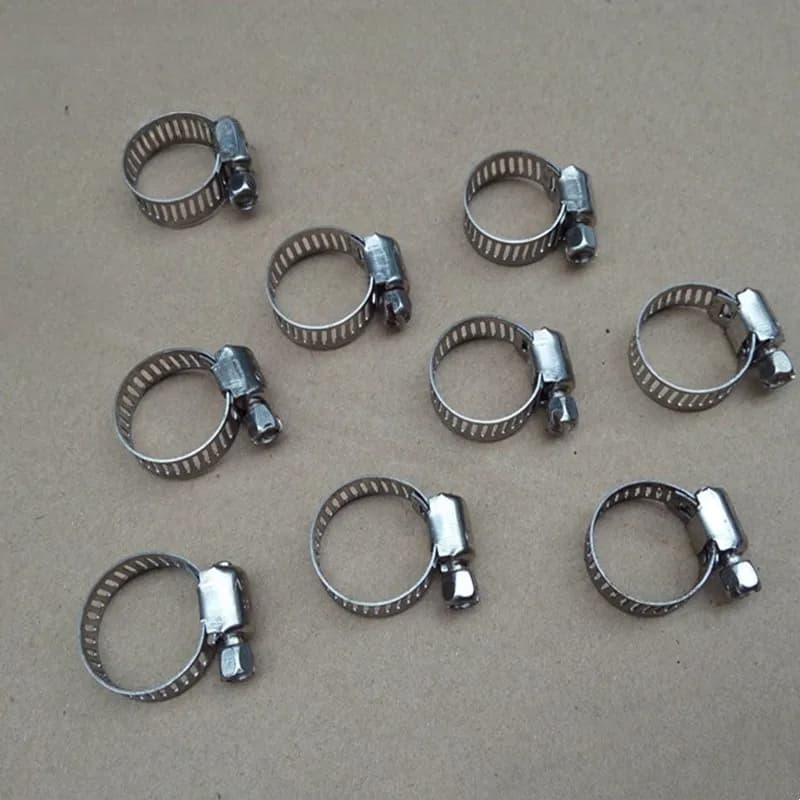 10-16mm Stainless Hose Clamps 48 pcs, 304 Stainless Steel, Easy Screw Tighten, for Garden Water Pipe, Multipurpose