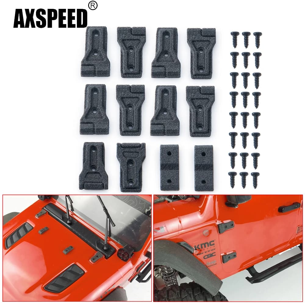 AXSPEED Kit cerniera per porte e finestre in nylon per auto completa per Axial SCX10 III AXI03006 Jeep Gladiator AXI03007 Wrangler 1/10 RC Crawler Car