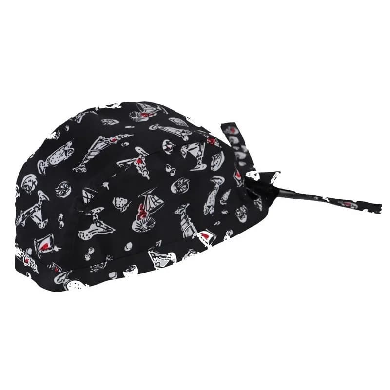 Cappello da Chef Nero Stile Pirata, Regolabile e Traspirante in Cotone, Berretto da Cucina per Personale di Ristorante