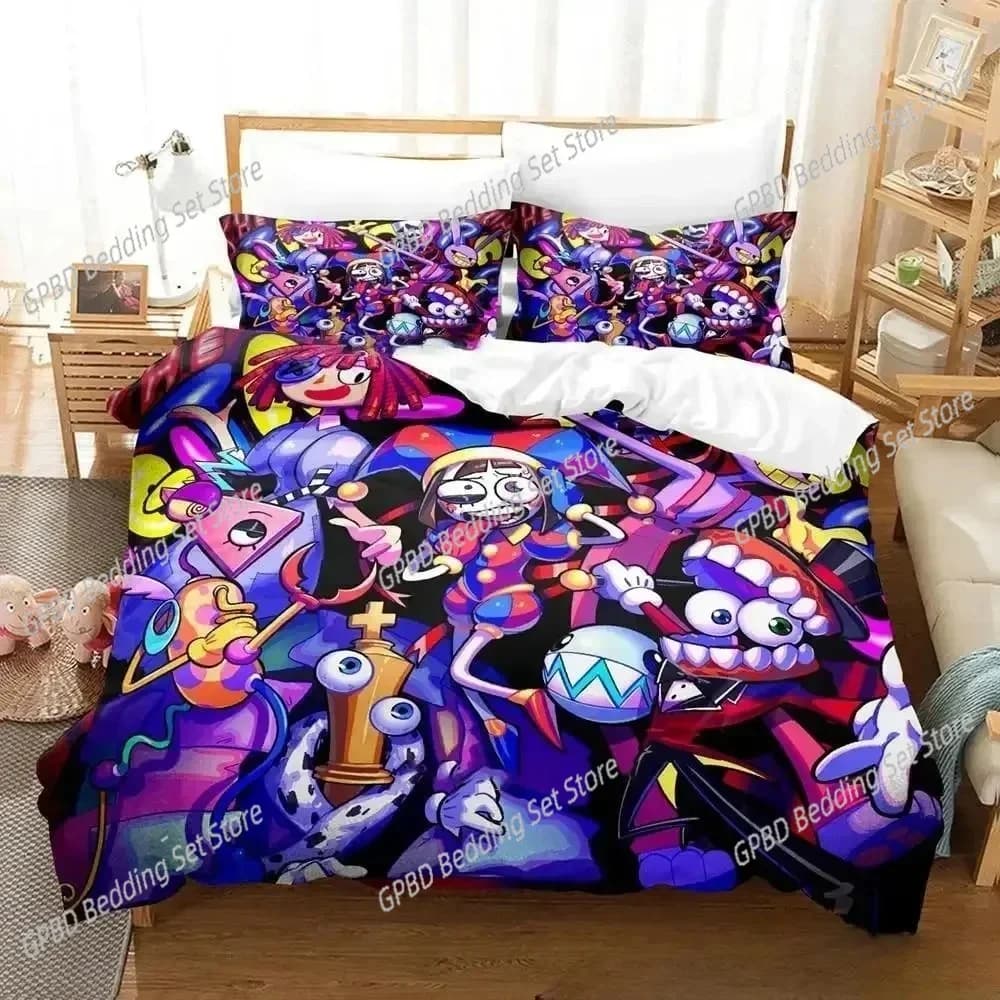 3D Print Cartoon Amazing Digital Circus Bedding Set Single Twin Double Queen King Cal King Size Bed Linen Set