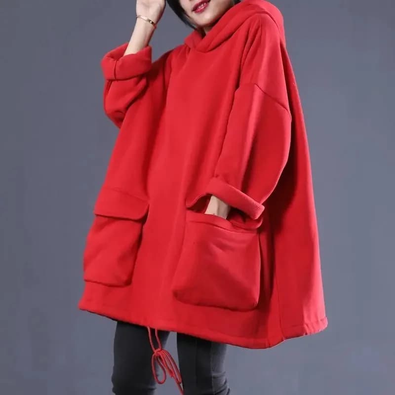 Women's oversize t-shirt with hood in thick plush spring women's t-shirt Women's winter shirt Spring and autumn women's t-shirt