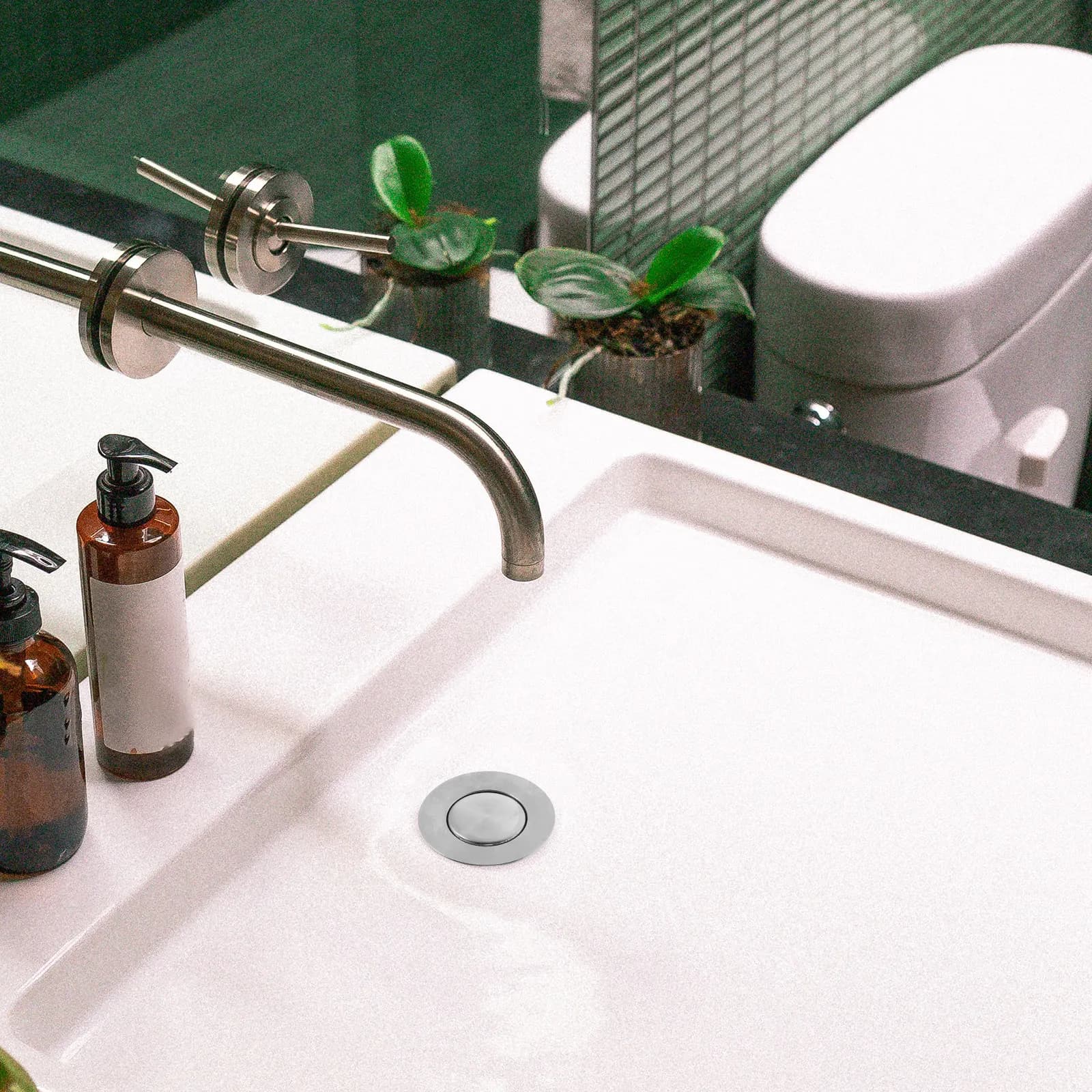 Pops Up Waste Plug Basket Drain Strainer Stopper Anti-Clogging Vessel Sink Bathroom Pop-up Accessory