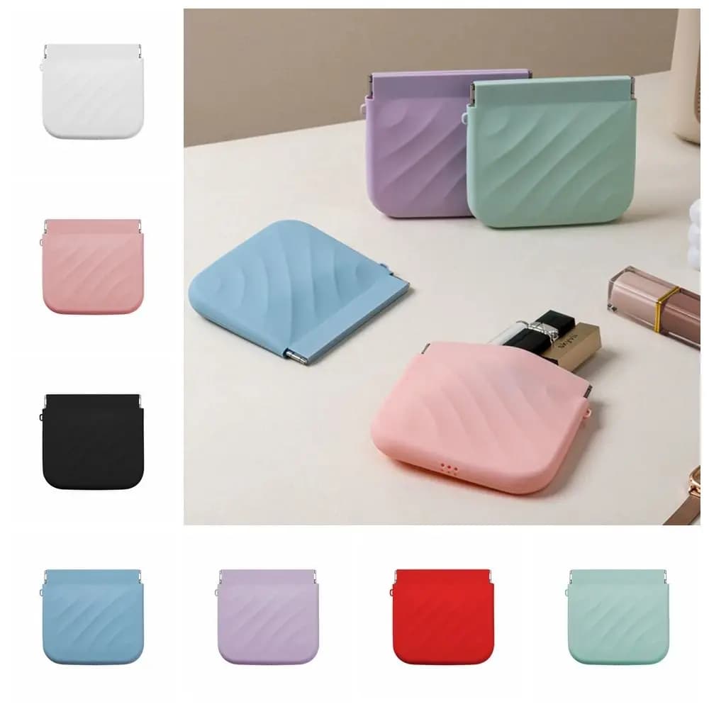 Mini borsa per cosmetici portatile in silicone Borsa per riporre forniture da viaggio Portamonete Borsa per trucco con chiusura automatica Borsa per monete Ragazze