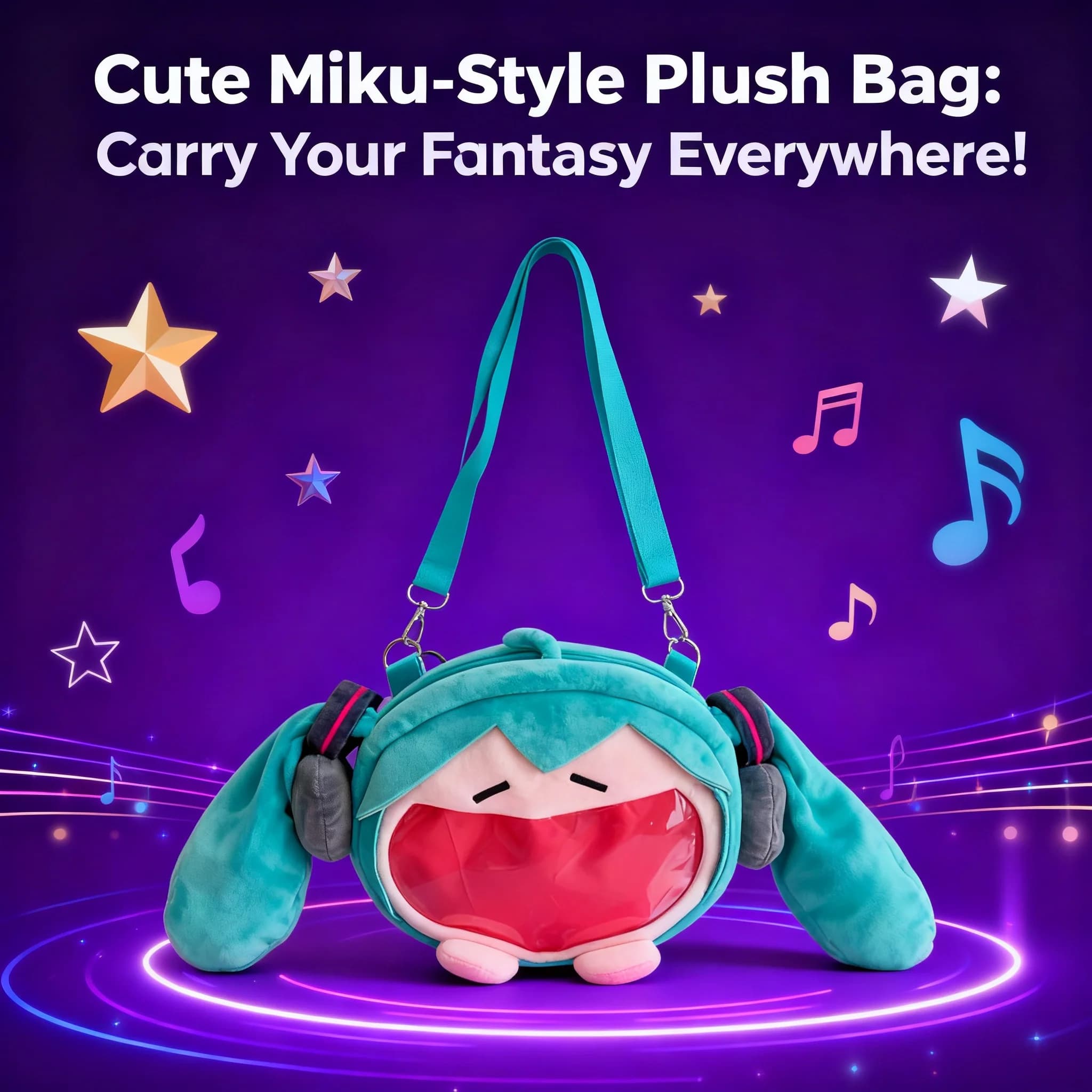 Nuovo Zaino Trasparente a Tracolla con Bambola Miku Hatsune, Borsa a Spalla per Ragazze, Produzione e Vendita all'Ingrosso