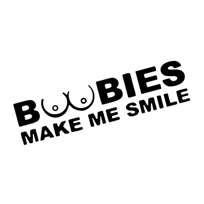 20X5CM Divertenti simpatici BOOBIES MAKE ME SMILE Adesivo per finestrino dell'auto Adesivo riflettente impermeabile
