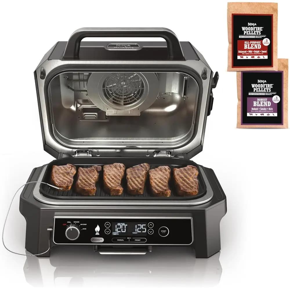 ProXL Griglia e Affumicatore da Esterno, BBQ 4-in-1, Griglia Elettrica Portatile, Friggitrice ad Aria, Forno (Ricondizionato), Grigio
