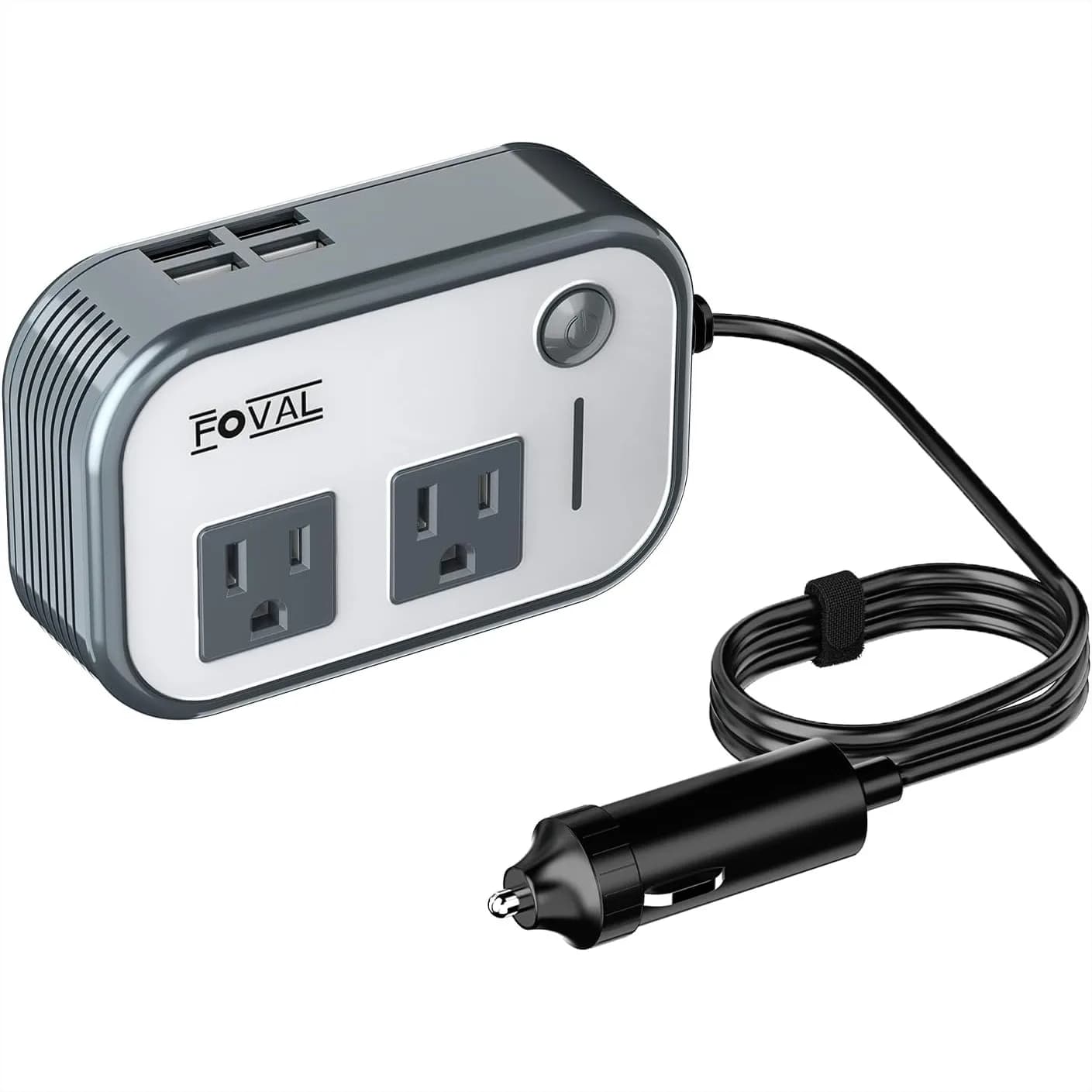 200W Car Power Inverter, 12V DC to 110V AC Converter with 4 USB Ports for Laptop and Phone Charging