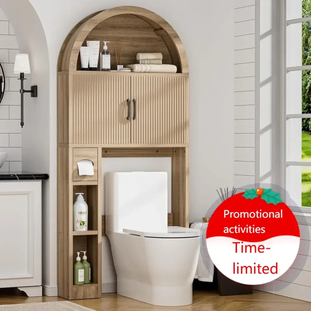 Mobiletto portaoggetti da bagno salvaspazio con porta carta igienica, ripiani regolabili e dispositivo anti-ribaltamento, organizer da bagno autoportante - Offerta imperdibile!