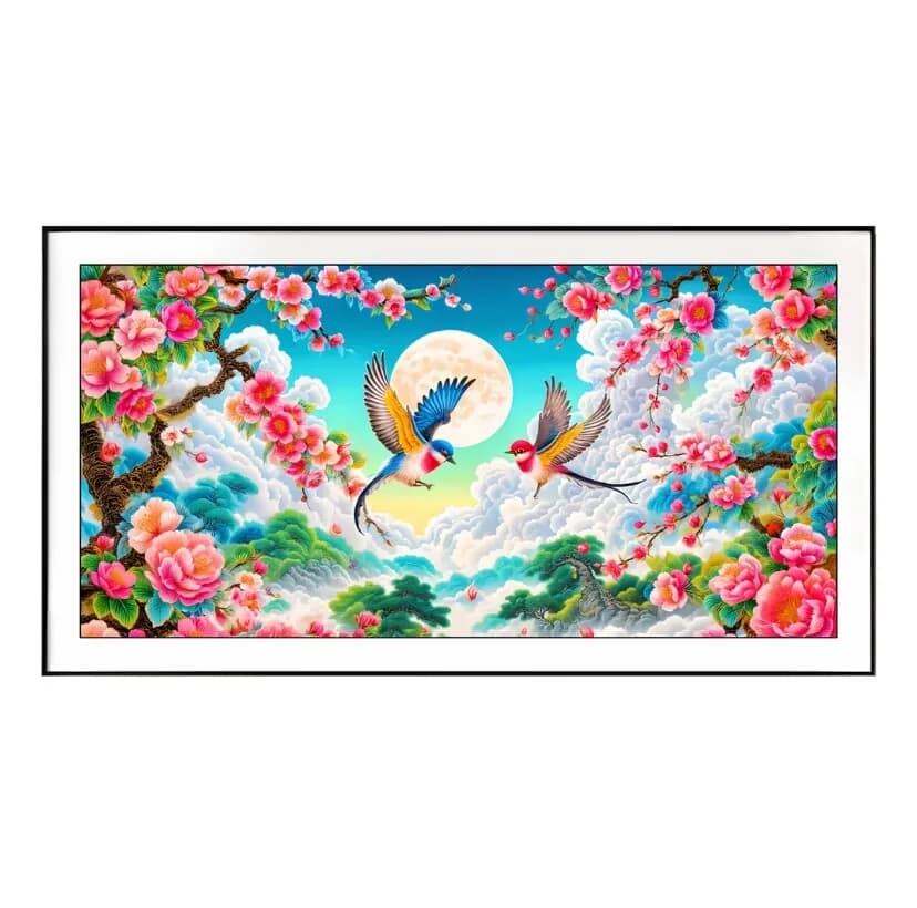 9ct 55x110cm Two Birds Flowers Embroidery DIY Printed Kits Cross Stitch Thread Needlework Sets Home Decor Crafts
