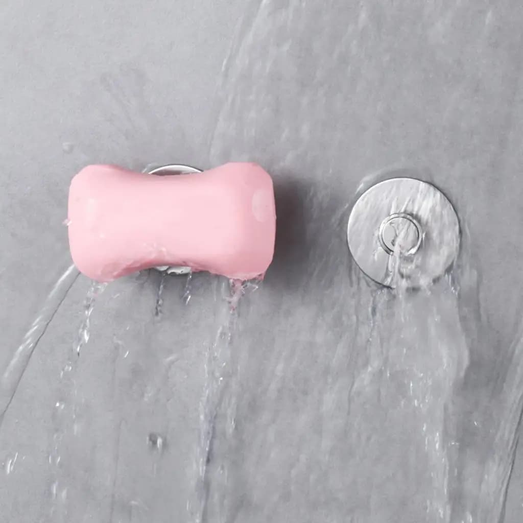 Magnetic soap dish in stainless steel, tray for shower and bath, soap and container set for tools