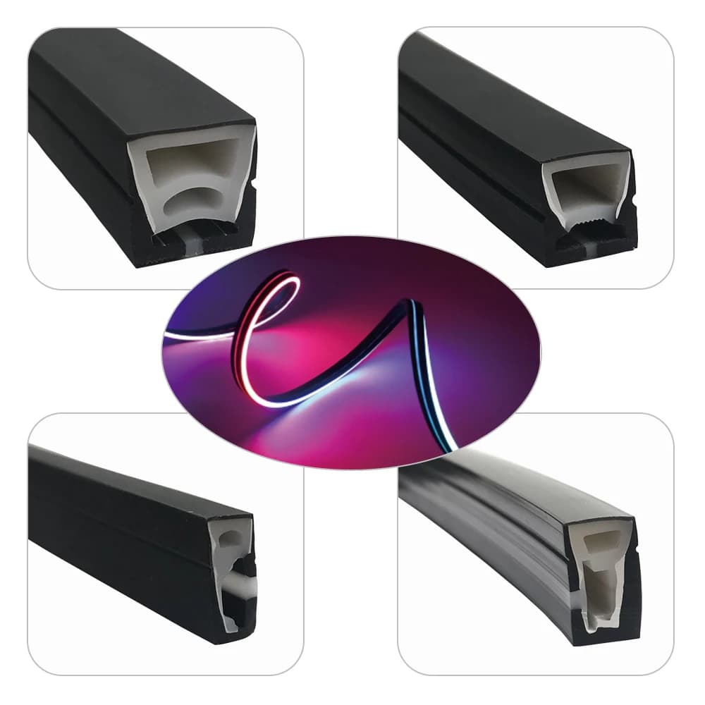 1M 2M 3M 4M 5M Black Led Neon Silica Gel Soft IP67 Flexible Lamp Tube Waterproof For WS2812B SK6812 WS2811 5050 RGB Strip Light