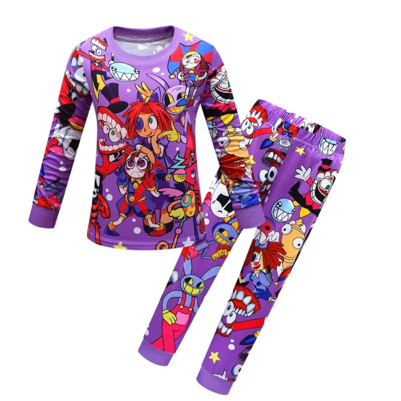 qq38Il Incredibile Circo Digitale cosplay Pigiama Per Bambini T Shirt Pantaloni 2 Pezzi Vestiti Set Indumenti Da Notte Pomni Jax Bambini Natale Cos Su