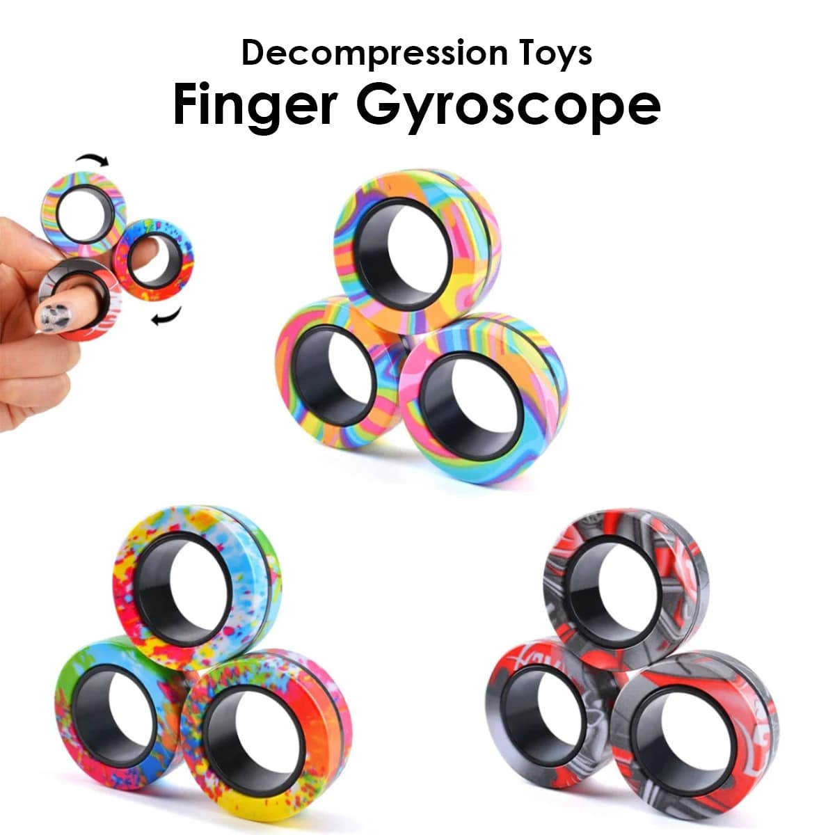 3 pcs Magnetic rings Fidget Toy Set Magneti Fidget for Adults Spinner Fidget Pack Great gift for adults Teenagers Children