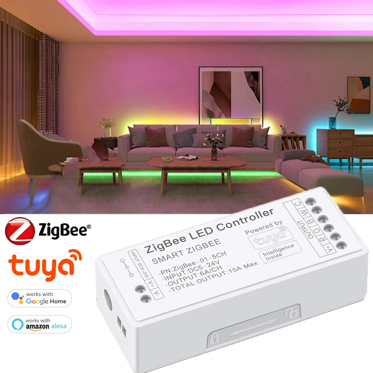 Zigbee 3.0 Controller LED WiFi 2.4GHz CCT RGB RGBW RGBCCT Striscia LED Tuya GatewayHue Bridge Cose intelligenti Telecomando DC5V-24V