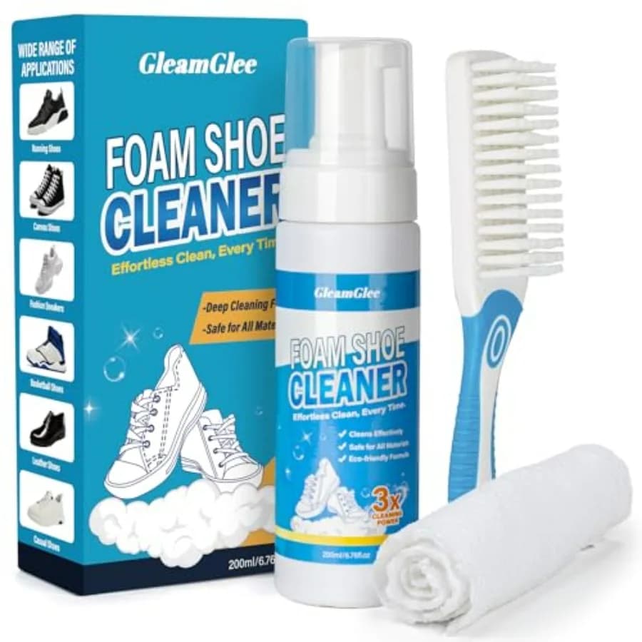 Detergente per Scarpe 6.76 oz Kit Pulizia Profonda per Sneaker Bianche, Rimuove Rapidamente Sporco e Macchie, con Spazzola e Asciugamano