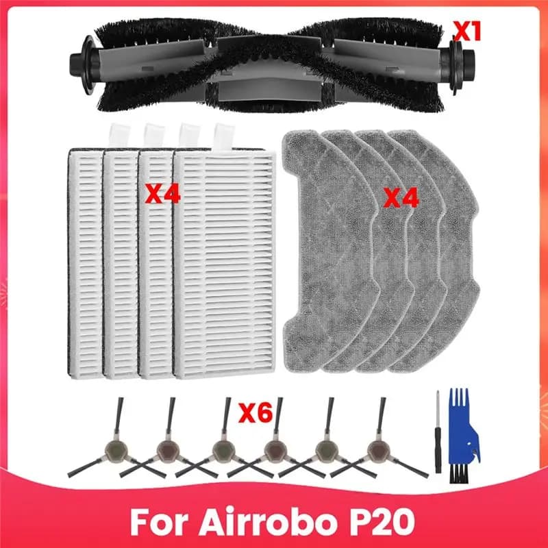 ABNM For Airrobo P20 Robot Vacuum Cleaner Main Side Brushes HEPA Filters Mop Cloth Dust Bags Replacement Parts