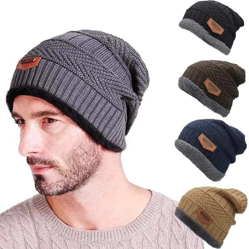 Berretti da uomo cappello invernale da donna cappelli lavorati a maglia per uomo berretto invernale berretti Gorro spesso caldo senza tesa cofano di pelliccia da uomo