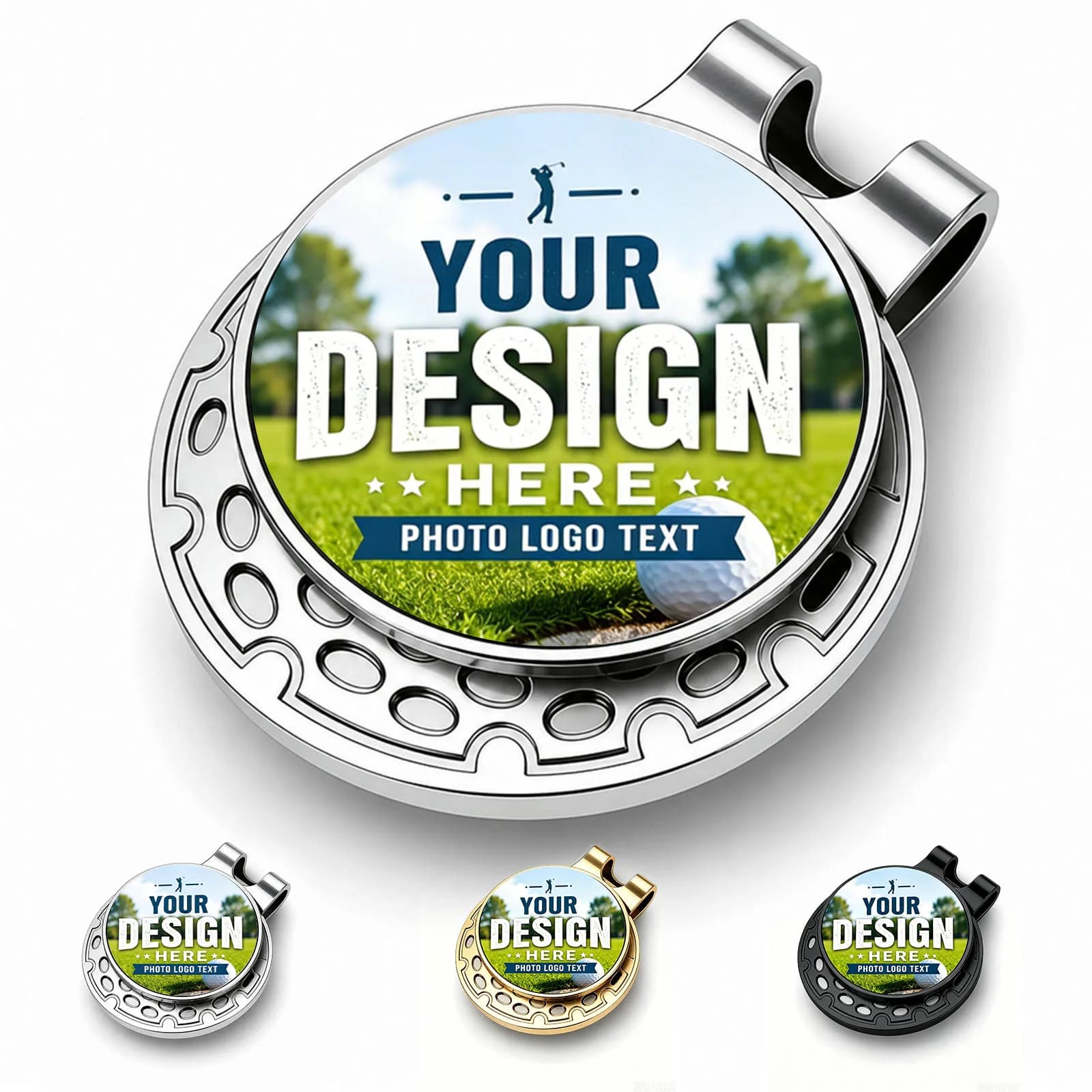 Custom Metal Magnetic Golf Ball Marker Hat Clip,Personalized Ball Markers with Photo/Logo/Name, Premium Golf Accessories Gifts