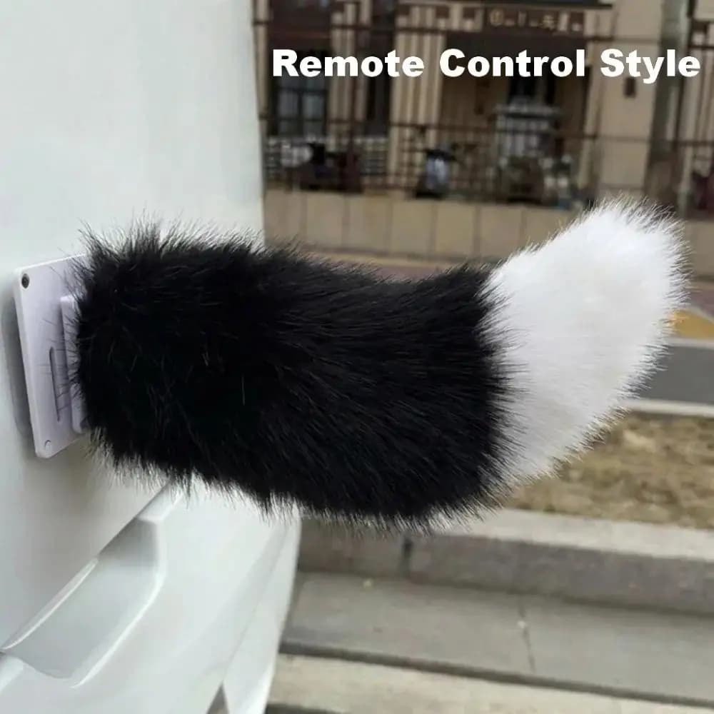 Cute Electric Wagging Plush Tail for Car Remote Control Moving Fox Tail Decoration Universal for Scooter Motorcycle