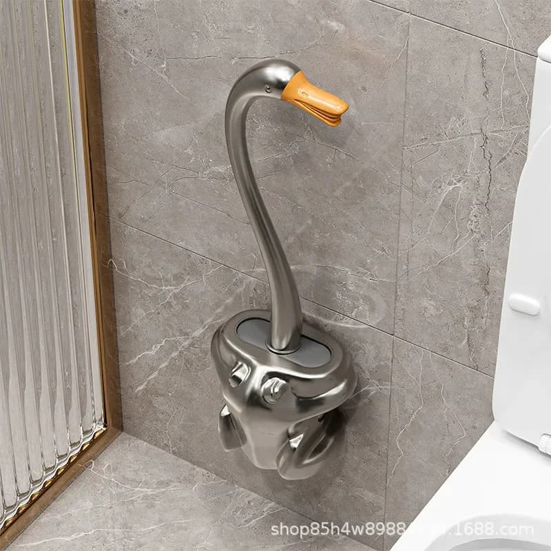 For Creative Frog and Goose Wall Mounted Toilet Brush Long Handle Bathroom Cleaning Tool No Drilling Household Scene