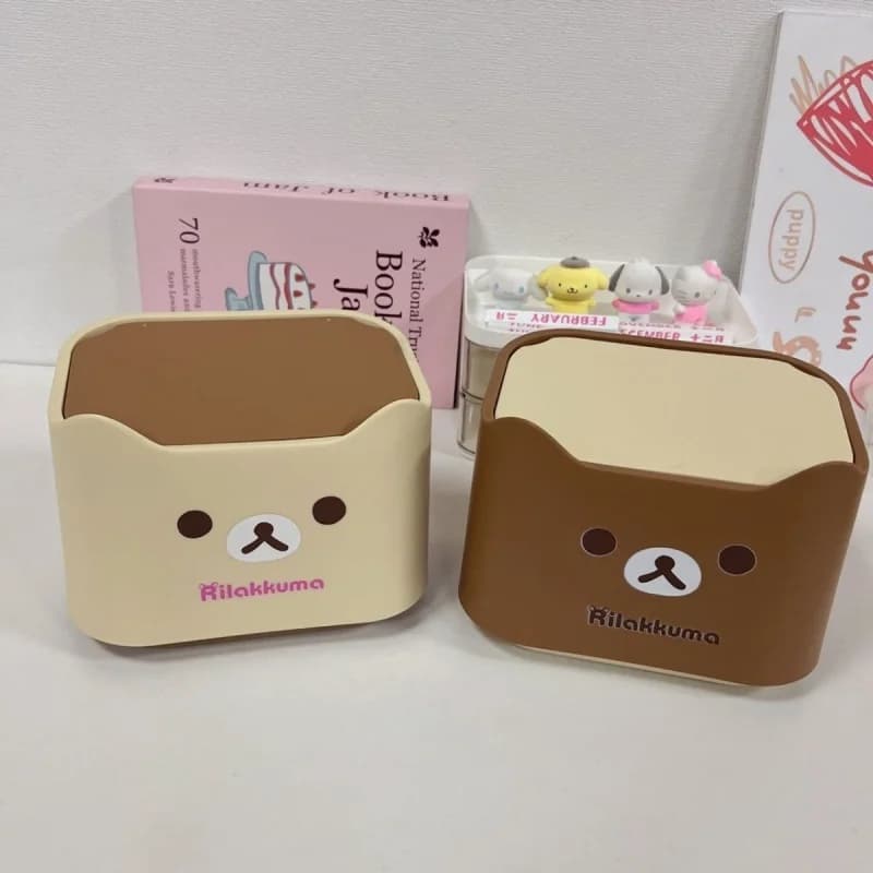 Cestino da scrivania Rilakkuma in stile cartone animato giapponese, contenitore portatile per la toeletta in camera da letto, regali di compleanno per studenti