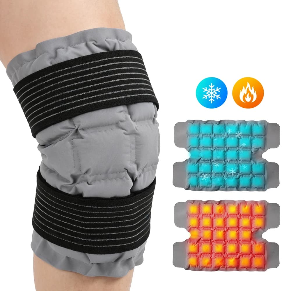 Knee Ice Pack Reusable Hot Cold Gel Compress Wrap Flexible Soothing Pad Microwave & Freezer Safe for Muscle Soreness Joint Care