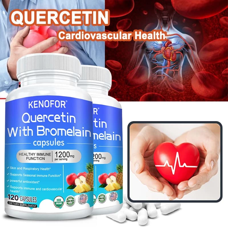 Quercetin with bromeline capsules: immune health, supports intestinal health, support and digestive comfort, improves blood circulation