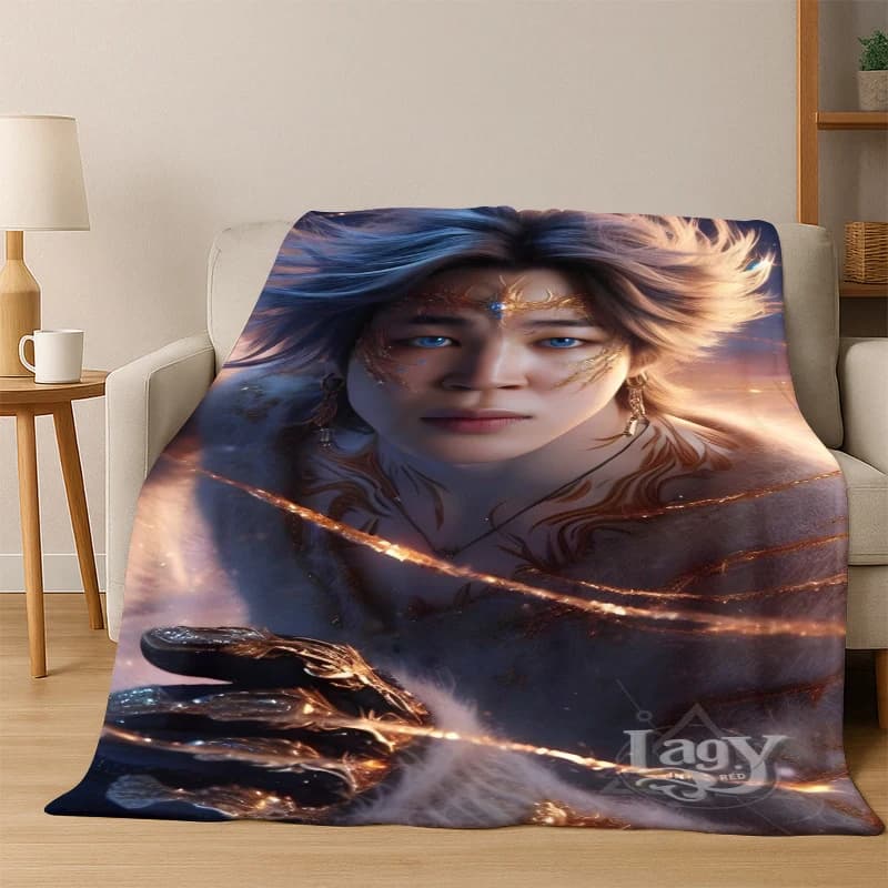 Coperta in flanella ultra morbida Jimin Kpop B-BTS, coperta calda e accogliente per divano letto, camera da letto, soggiorno, viaggi, campeggio