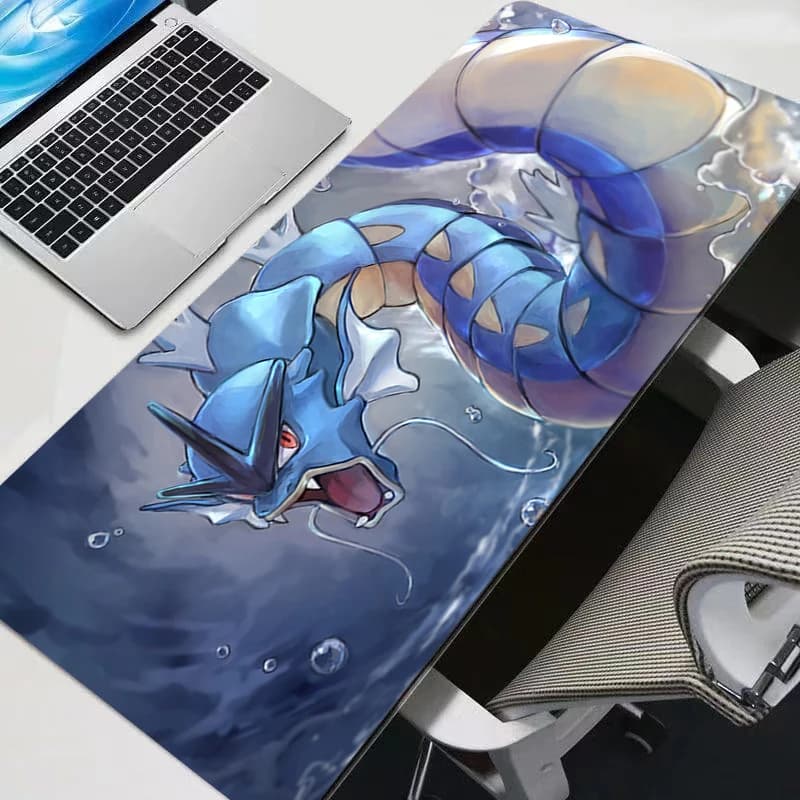 Tappetino per mouse grande da gaming, tappetino per tastiera da gamer, tappetino da scrivania esteso 90x40cm, tappetino per mouse da tavolo P-Pokemon Gyarados per computer