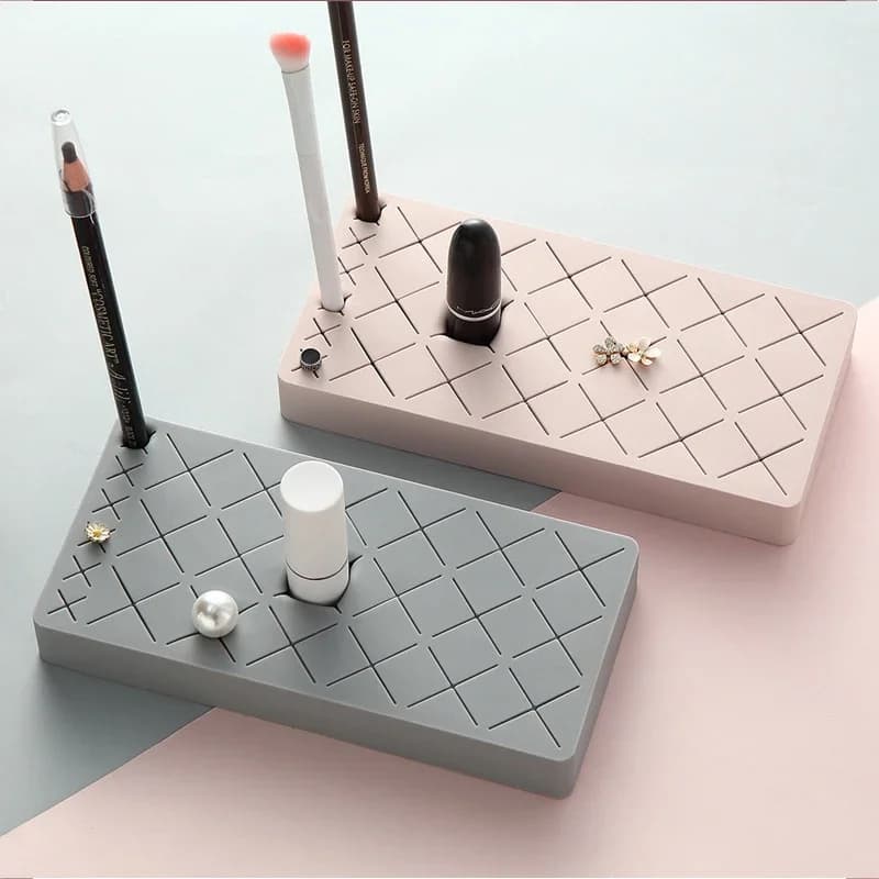 Scatola per Organizer da tavolo Multi griglie gioielli scatola per trucco cosmetico matita per sopracciglia Display pennello rossetto portaoggetti in Silicone