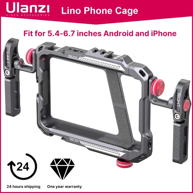 Ulanzi Lino Gabbia per telefono Video Vlog Rig Maniglia per 5.4 ''a 6.7'' iPhone X 11 12 13 14 Pro Max Fotografia di telefono Android