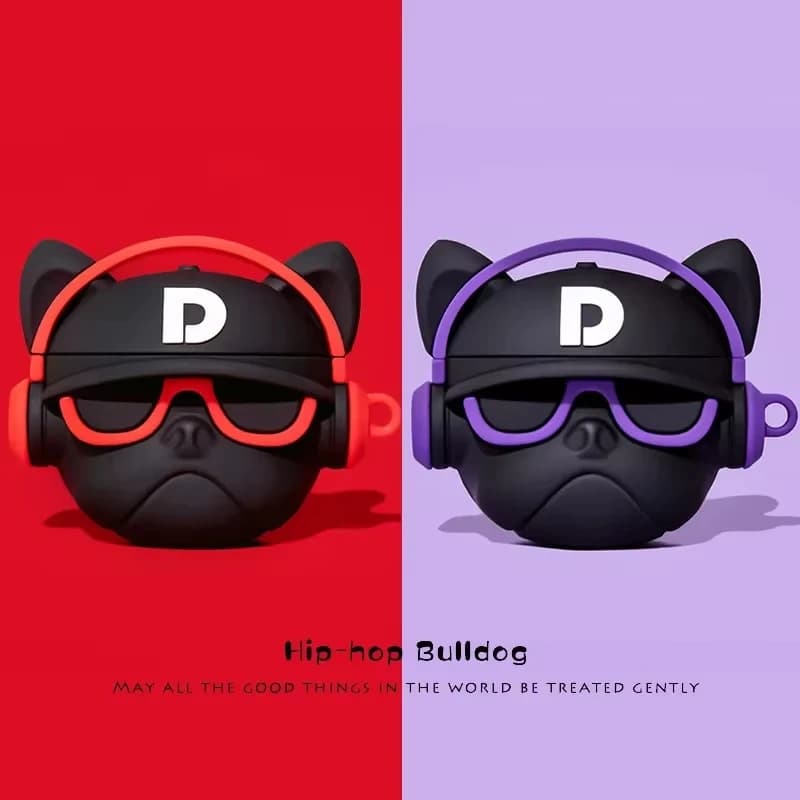 Airpods 3 2 1 Pro 2 3D Hip-hop Bulldog earphone case, protective case for Airpods Pro2, silicone cover with cute cartoon design