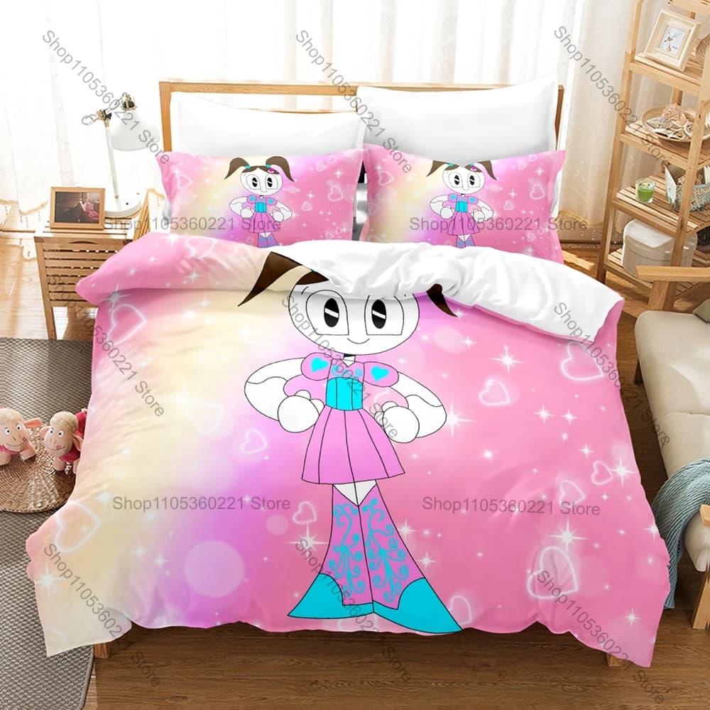 Jenny Wakeman Bedding Set Duvet Cover + 2 Pillowcases My Life As A Teenage Robot XJ9 Cartoon Bedroom Decor
