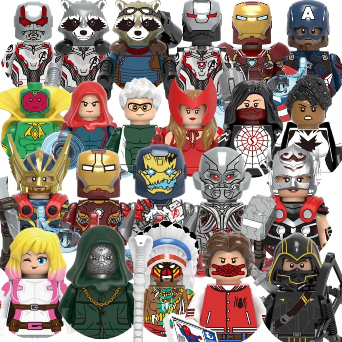 Giocattoli da collezione Marvel, blocchi da costruzione Iron Man Thor Vision, mini mattoncini, regali per feste a tema anime.