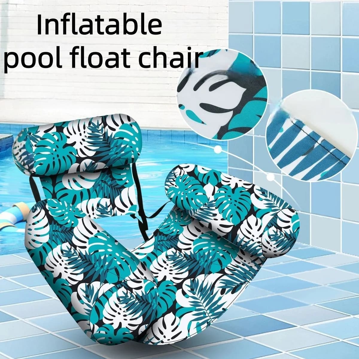 Adult Inflatable Pool Float Chair with Arm & Backrest Water Recliner Hammock for Summer Fun - Lounger for Swimming Pools