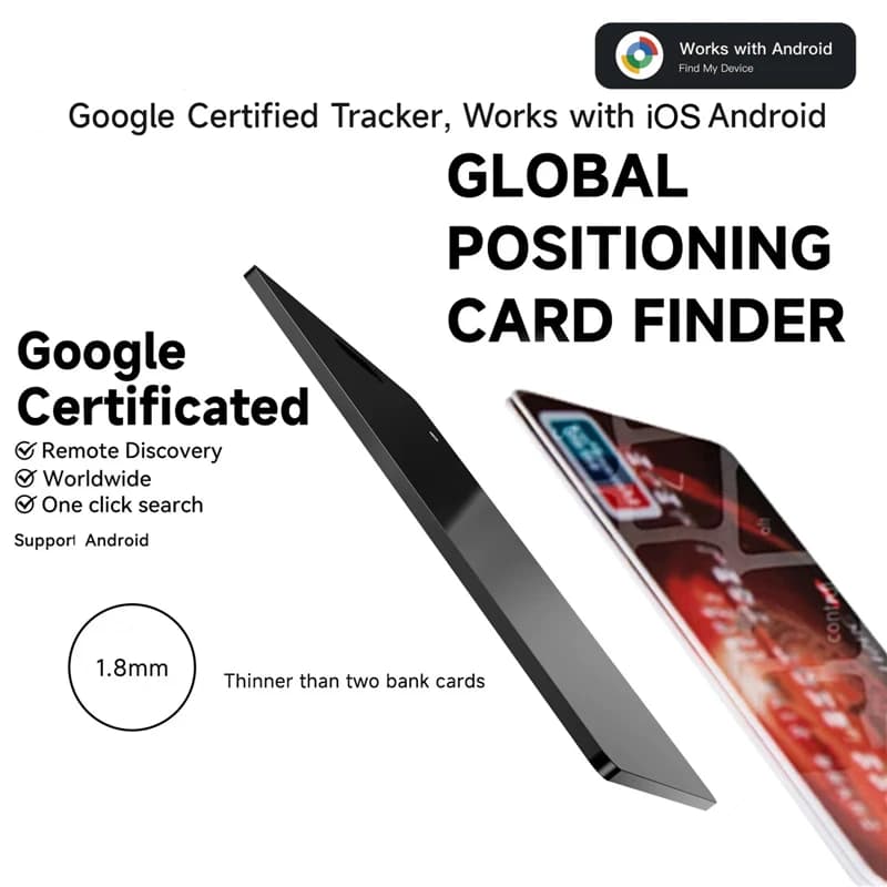 Portafoglio Scheda anti-smarrimento Localizzazione GPS Etichetta di posizione intelligente con Google Trova la mia carta ultrasottile Localizzatore di oggetti per borsa per passaporti per bagagli