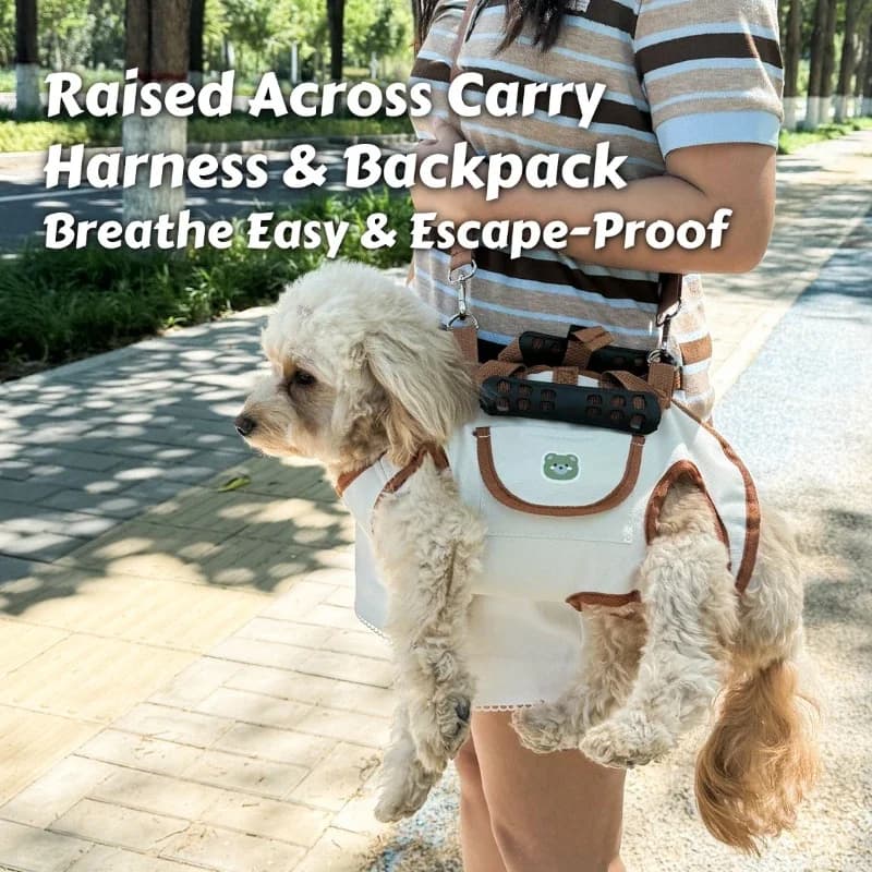 Zaino per cani con imbracatura Air-Lift: guinzaglio traspirante facile e senza tirare per cani di piccola taglia, marsupio per animali super comodo e a prova di fuga!