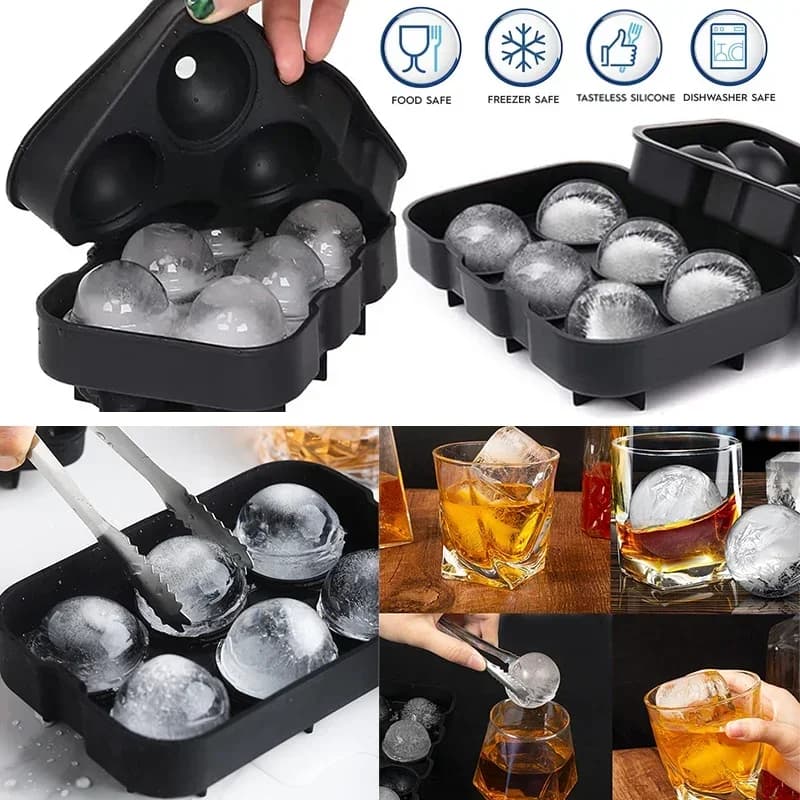 Stampo per ghiaccio all'ingrosso 4/6/8 griglia palla di ghiaccio riutilizzabile palla di stampo per ghiaccio per cubetti di ghiaccio di whisky vassoio per cubetti di ghiaccio in silicone grande stampo per cubetti di ghiaccio