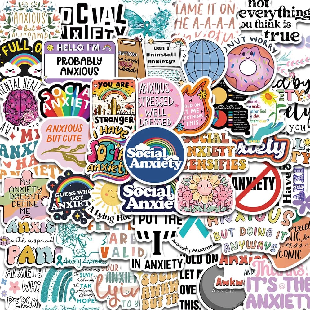 50 pezzi adesivi sensoriali ansia Harajuku taccuino ispiratore graffiti telefono laptop bagagli adesivo impermeabile graffiti fai da te