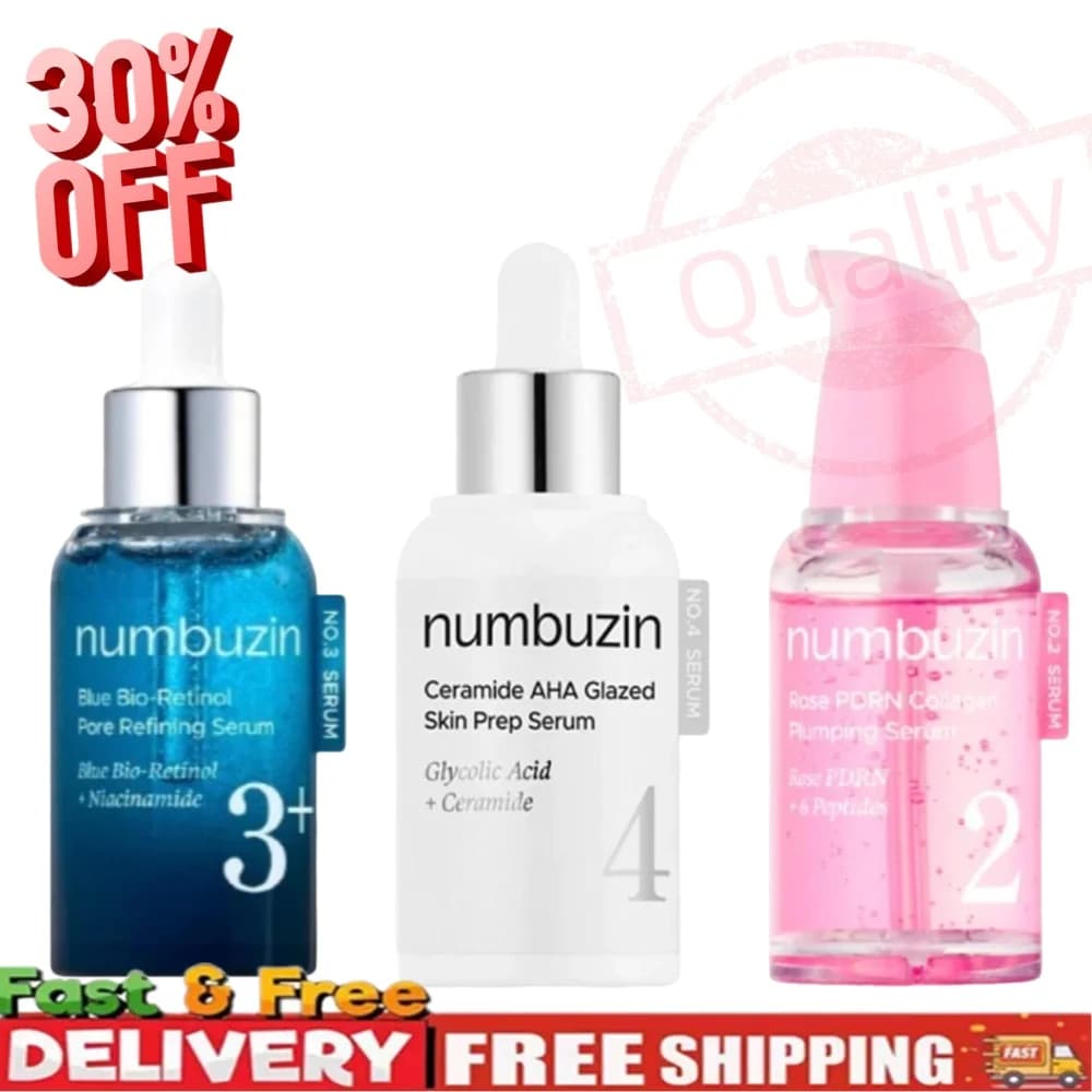 Set Multi-Essenza NO.2 NO.3 NO.4 - Siero Bio-Retinolo Blu per Affinare i Pori, Ceramide AHA Riparatore, Siero al Collagene PDRN alla Rosa