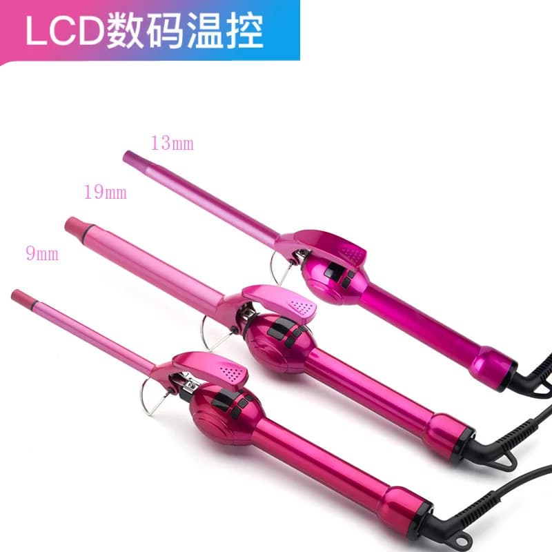 9mm LCD Hair Curling Iron Tourmaline Ceramic Curling Wand Create Teddy Wool Curls Portable Electric Hair Styling Tool