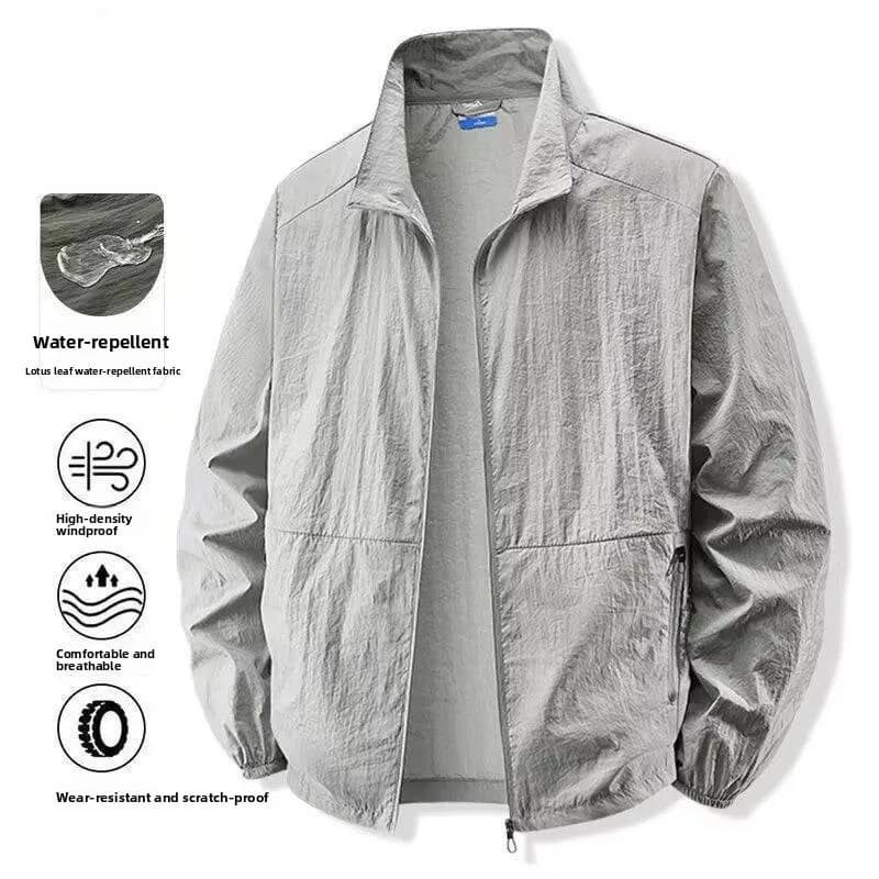 Ice Silk Stand Collar Ultra-Thin Men's Summer Sportswear Quick-Drying Breathable Large Size Sun Protection Jacket Coat