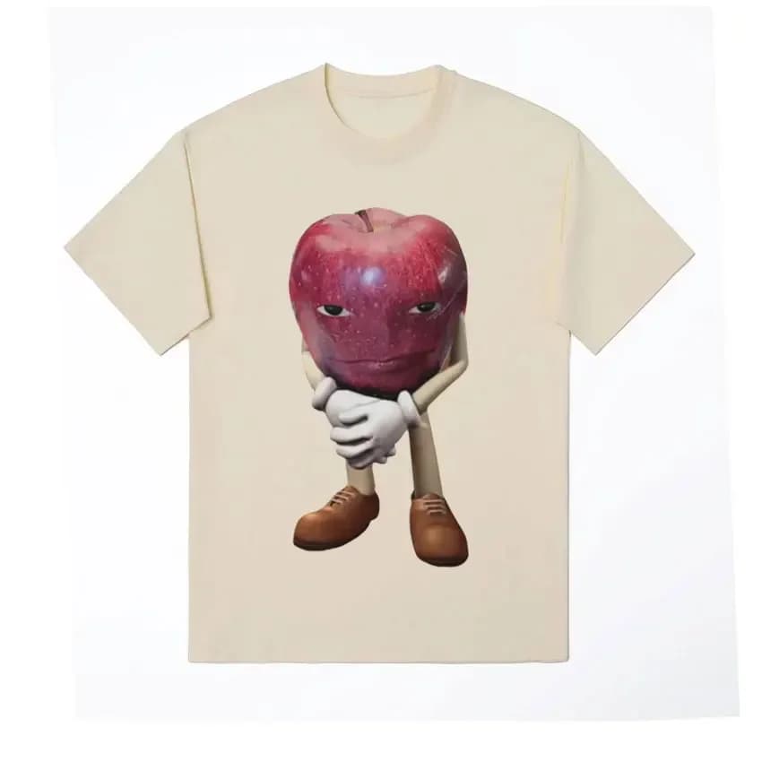 Funny Me Asf Apple with Face Meme T Shirt Unisex High Quality T Shirts Men Retro Casual Fashion Harajuku Kawaii Y2K Clothing