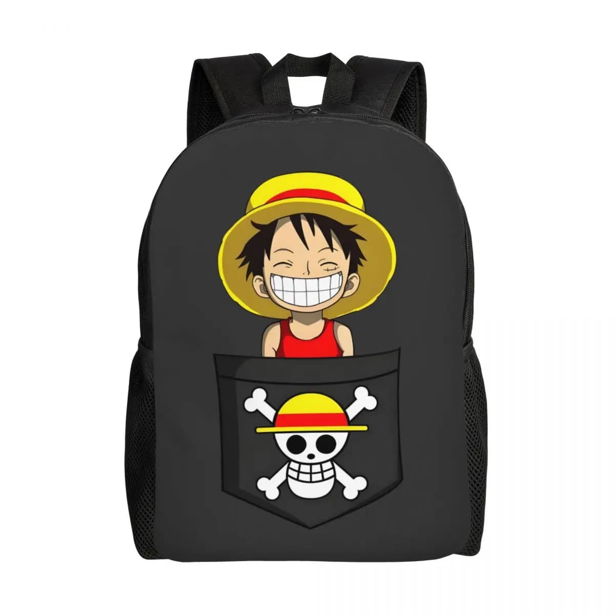 Zaino personalizzato con stampa 3D Anime One P-Pieces per ragazze, ragazzi, borse da viaggio per la scuola universitaria, borsa per libri da uomo e donna, adatta per laptop da 15 pollici