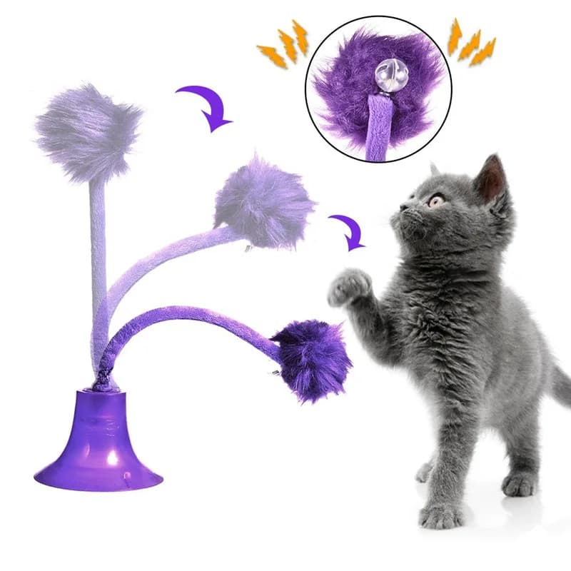Nuovo giocattolo transfrontaliero con ventosa per gatti e-commerce con campana incorporata in foglia di menta, giocattolo con palla di peluche per gatti