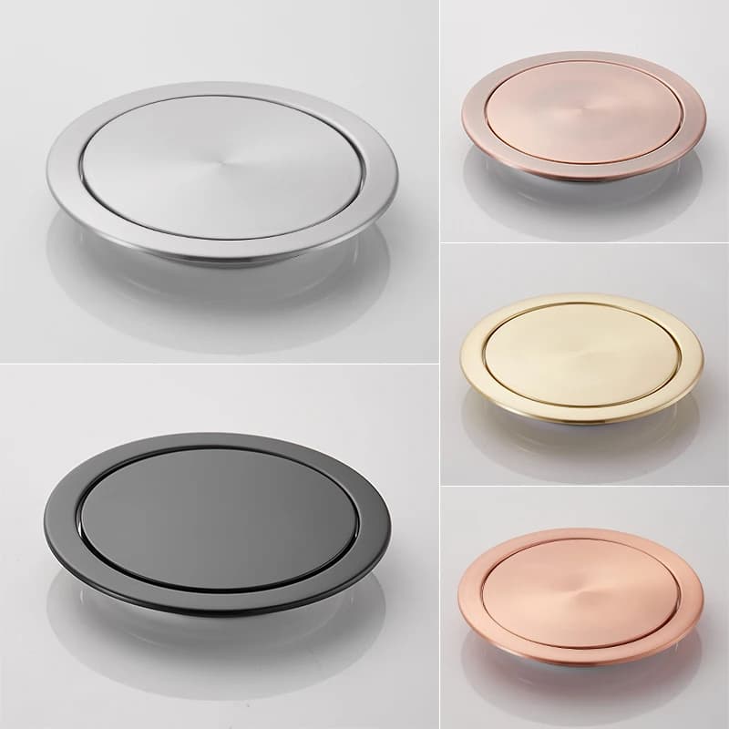 Pannello rotondo in acciaio inossidabile da incasso incorporato con patta oscillante, coperchio, cestino della spazzatura, bidone della spazzatura, controsoffitto della cucina