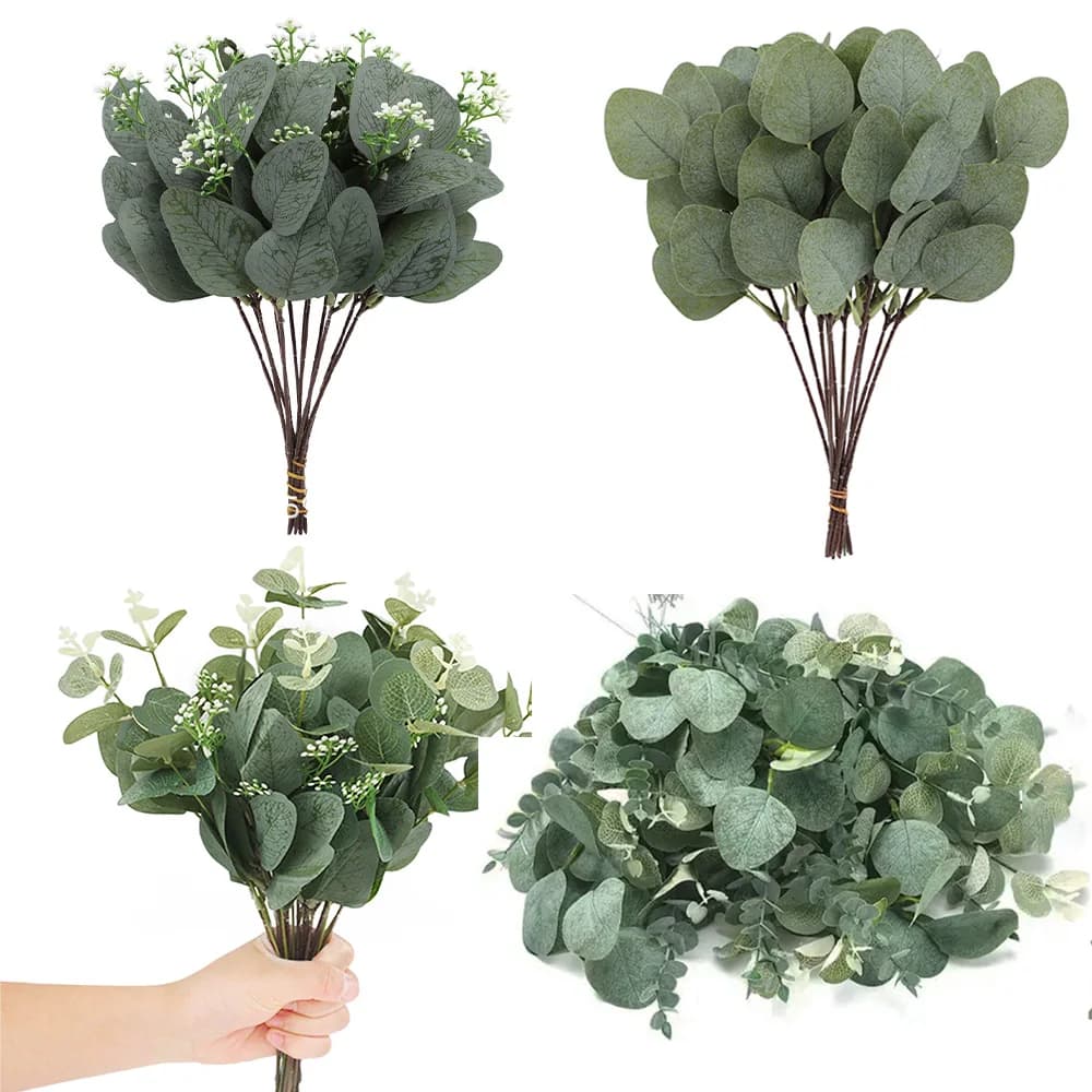 20/10PCS Artificial Eucalyptus Coppers False Plants Bouquet for the Bride Keeping Flower Wedding Table Arrangement Home Room Decor