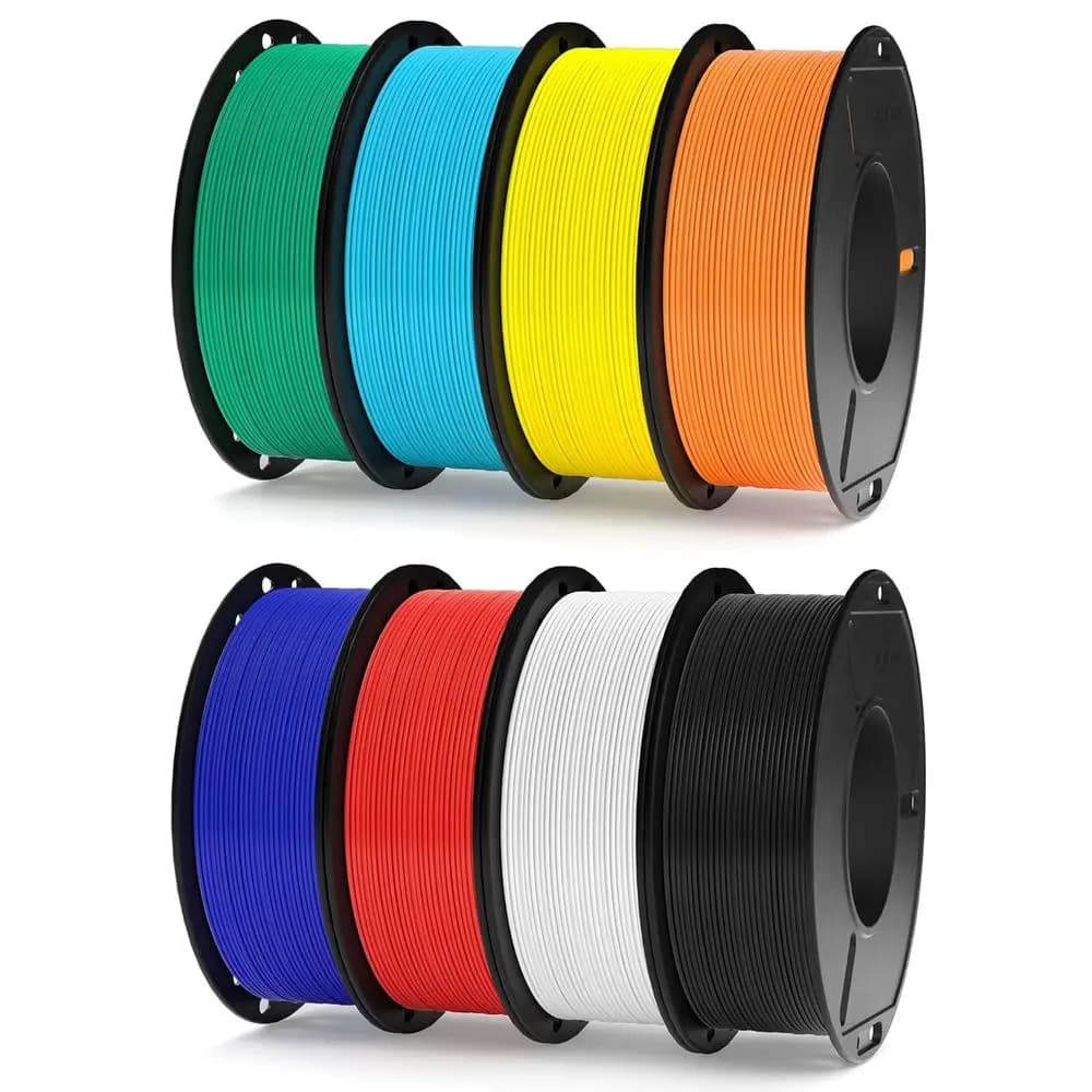 PLA Filament Pack of 1,75mm in 8 Colors, 250g Coil, High Precision 3D Printer Filament, Black/White/Red/Blu/Arancione/Giallo/Azzurro